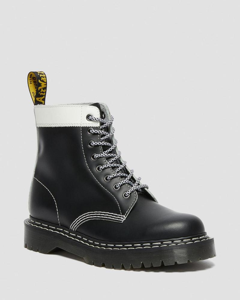 Men\'s Dr Martens 1460 Pascal Bex Leather Contrast Lace Up Boots Black / White | AU 525ILH